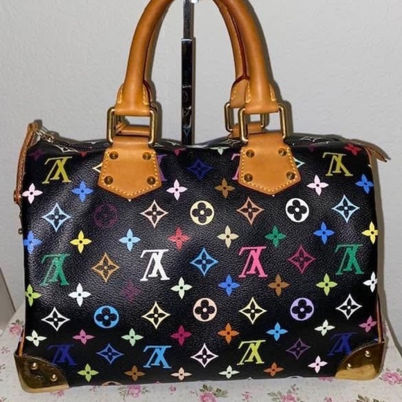 Louis Vuitton black noir multicolor speedy 30 Takashi Murakami 💯 % authentic - Picture 6 of 16